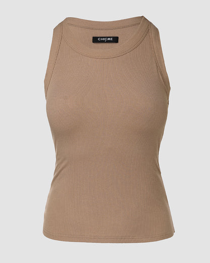ChicMe Built-in Bra Ribbed Round Neck Tank Top