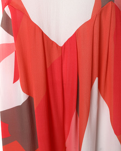 Geo Print Wide Leg Suspender Jumpsuit