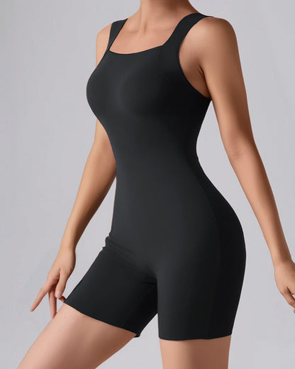 Seamless Square Neck Sleeveless Tank Top Tummy Control Bodysuit Romper