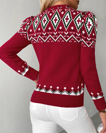 Christmas Aztec Geometric Pattern Knit Sweater