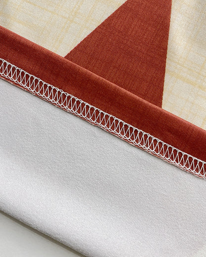 Geometric Print Square Neck Thick Strap Vacation Dress Casual Slim Fit Slit Maxi Dress