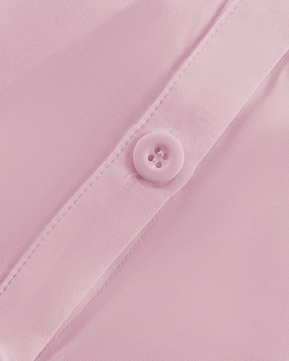 2 Pieces Outfit Turn-down Collar Cap Sleeve Button Front Tied Detail Top and Casual Zipper Fly Elastic Back Waist Wide-Leg Pants Set