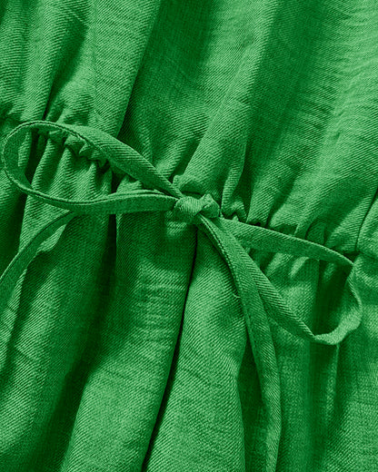 Womens Spaghetti Strap Drawstring Tied Waist Jumpsuit Casual Overalls