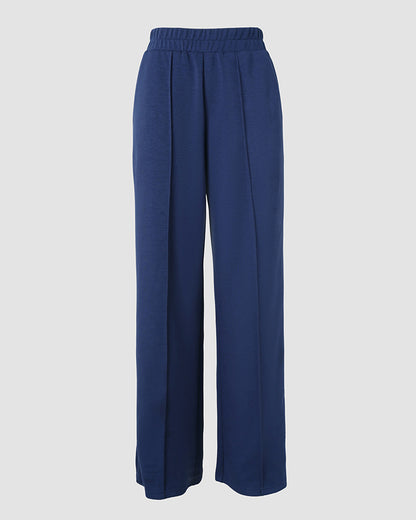 Women's 2 Piece Set V-Neck Cinched Waist Gigot Sleeve Top and High Waist Wide Leg Pants Elegant Set