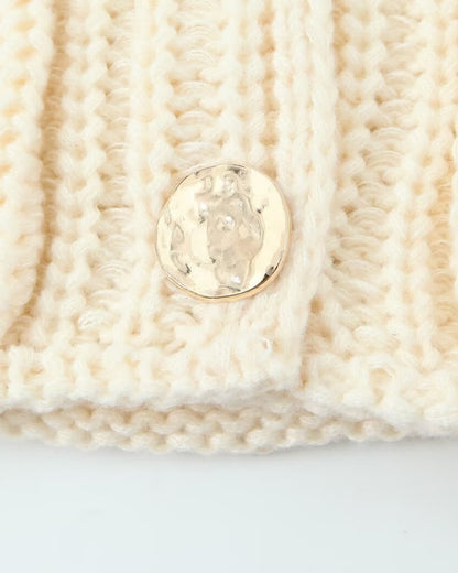 V-Neck Sleeveless Button Front Knit Vest Casual Loose Fit Sweater Top with Pockets