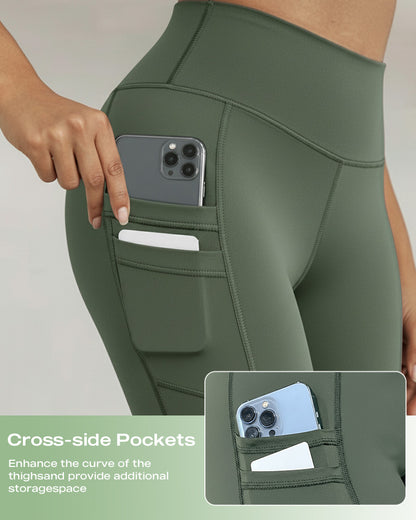 Winter Warm High Waisted Workout Athletic Leggings Tummy Control Butt Lifting Ultra Soft Thermal Lined Yoga Pants Women's Sportswear with Stacked Slit Pockets On Side