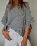 Solid Batwing Sleeve Hollow Out Crochet Pattern Top Casual Cover Up