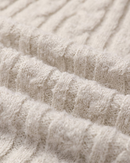 2 Piece Crewneck Long Sleeve Cable Knit Crop Sweater High Waist Shorts Tracksuits Outfits