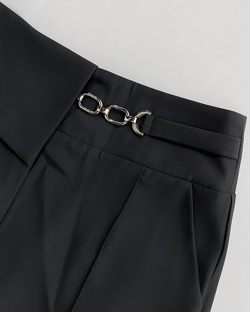 2 Pieces Outfit Floral Print Round Neck Bell Sleeve Satin Top and High Waist Wide Leg Work Pants Set