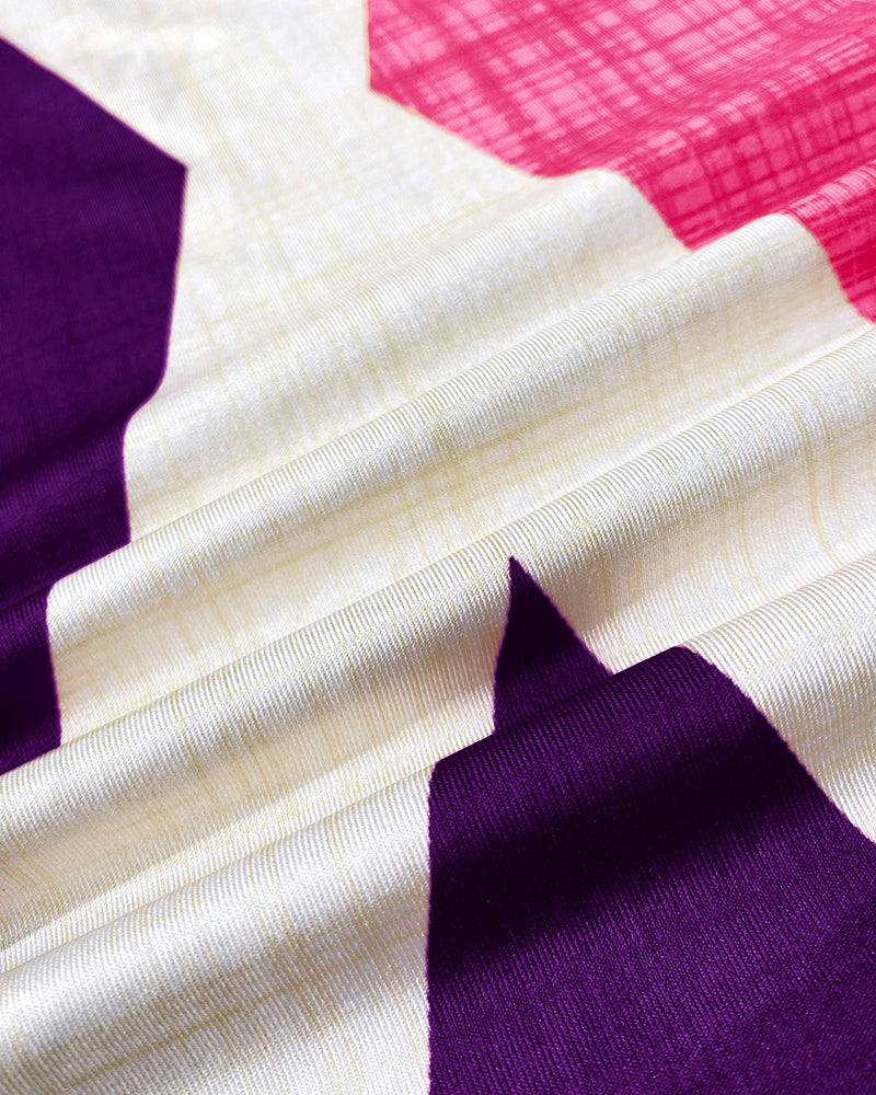 Geometric Print Square Neck Thick Strap Vacation Dress Casual Slim Fit Slit Maxi Dress