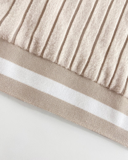 V-Neck Long Sleeve Pit Stripe Causal T-shirt