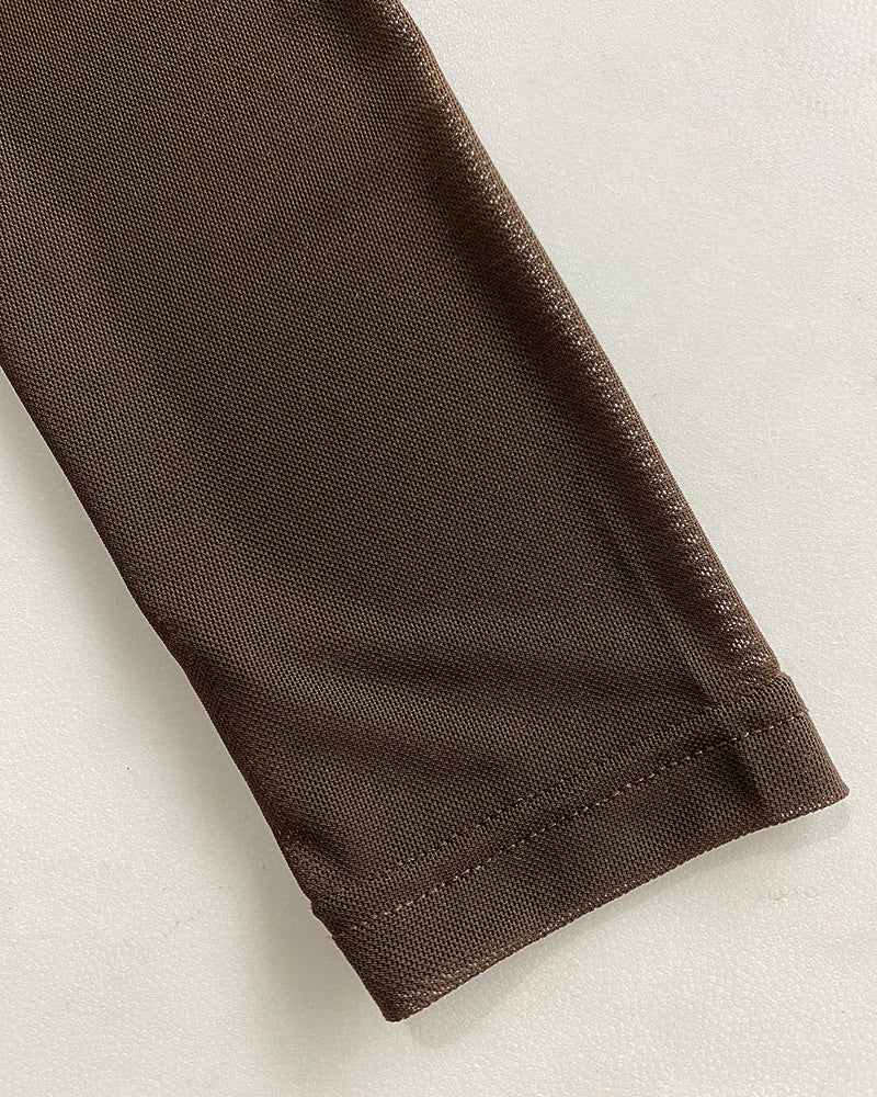 Sheer Mesh Spliced Long Sleeve Slim Fit Sexy Top