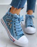 Lace-Up Skeleton Zipper Detail Casual Sneakers