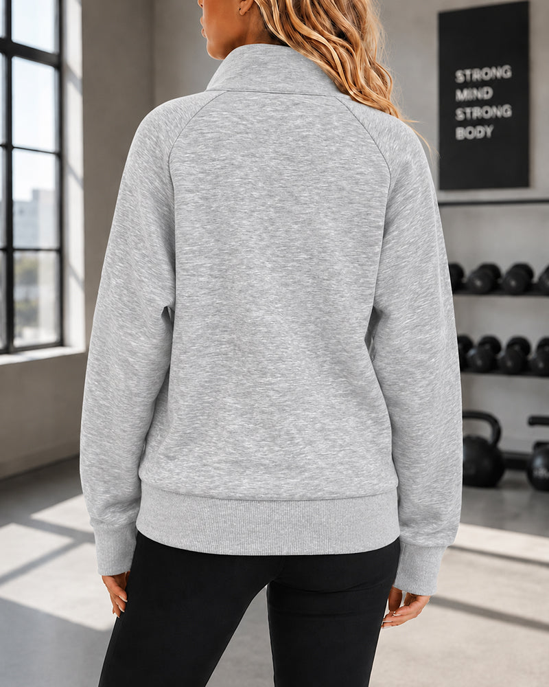 Women's Half Zip Casual Loose Long Sleeve Pullover Sweatshirt