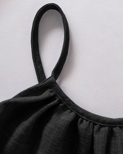 Womens Spaghetti Strap Drawstring Tied Waist Jumpsuit Casual Overalls