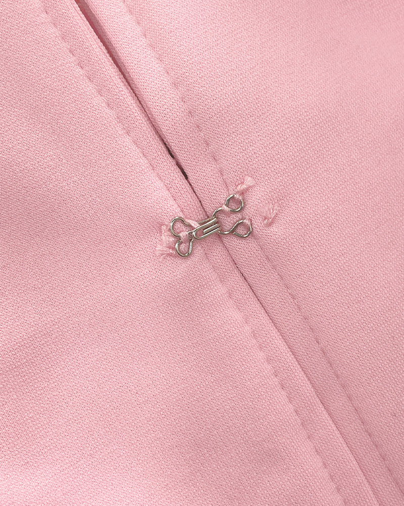 Stand Collar Frog Front Button Long Sleeve Fake Pockets Coat Casual Jackets