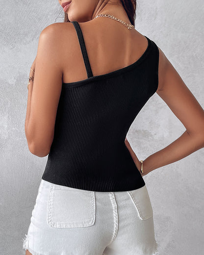 1PC Floral Pattern Beaded Decor Knit Tank Top Sleeveless Shirt