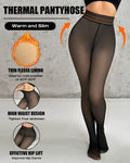 Women's Fleece Lined Tights Fake Translucent Warm Pantyhose High Waist Elastic Thermal Winter Stockings