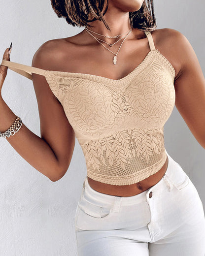 Lace V-Neck Adjustable Spaghetti Strap Bralette Camisoles Sexy Soft Crop Cami Top
