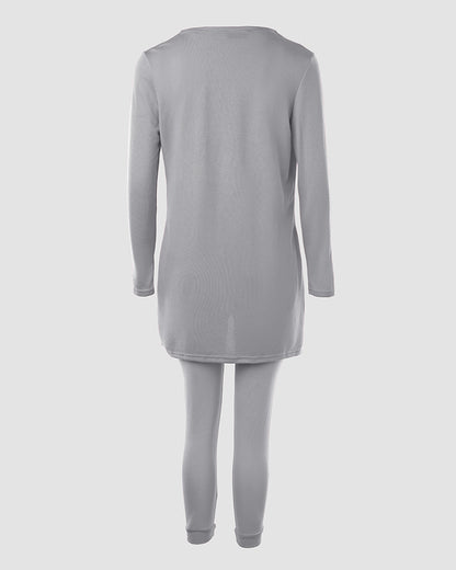 3 Piece Lounge Set Crewneck Sleeveless Tank Top Long Sleeve Open Front Coat Pants Sweatsuit