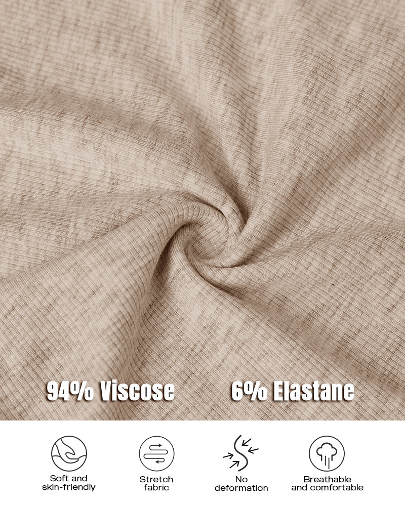 2PCS Micro-Ribbed U-Neck Tank Top & Boxer Set Cozy Loungewear