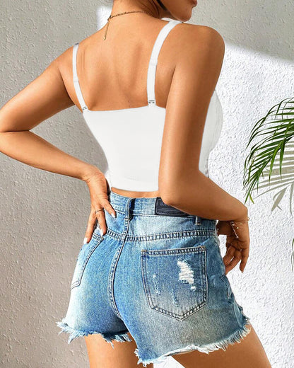 Lace V-Neck Adjustable Spaghetti Strap Bralette Camisoles Sexy Soft Crop Cami Top