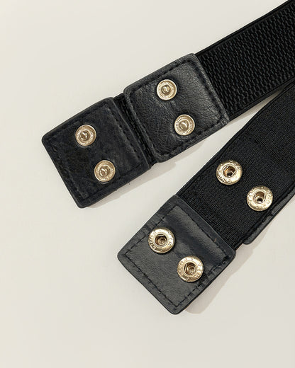 Chain Decor Buttoned Waist Belt Fashion Elastic Stretch Dress Belt Waistband