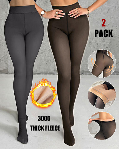 ChicMe ShapeLift 2-Piece Magic Thick Fleece Lined Leggings High Waist Thermal Pantyhose Warm Leggings 3 Shades（Size Regular/Large/Extra Large）