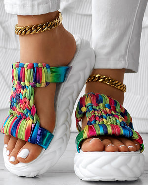 Braided Cutout Round Toe Casual Slippers