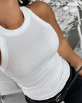 Plus Size Ribbed Round Neck Sleeveless Slim Fit Tank Basic Casual Top