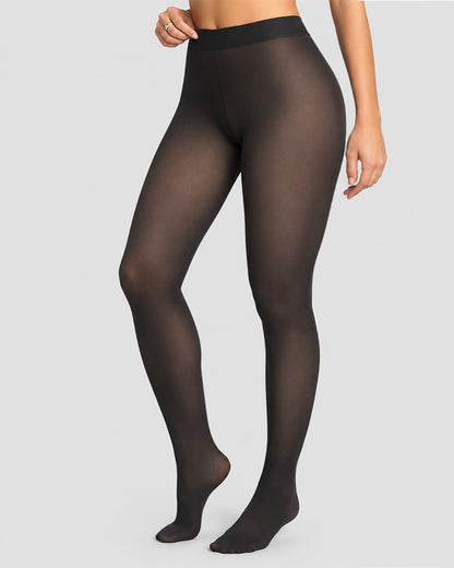 Women's Fleece Lined Tights Fake Translucent Warm Pantyhose High Waist Elastic Thermal Winter Stockings