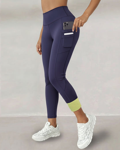 Winter Warm High Waisted Workout Athletic Leggings Tummy Control Butt Lifting Ultra Soft Thermal Lined Yoga Pants Women's Sportswear with Stacked Slit Pockets On Side