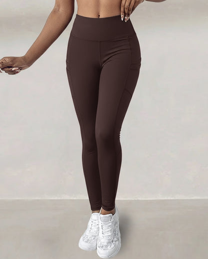 Winter Warm High Waisted Workout Athletic Leggings Tummy Control Butt Lifting Ultra Soft Thermal Lined Yoga Pants Women's Sportswear with Stacked Slit Pockets On Side