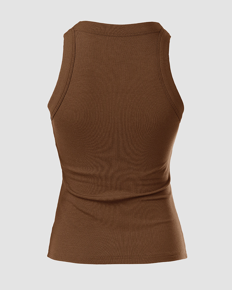 ChicMe Built-in Bra Ribbed Round Neck Tank Top