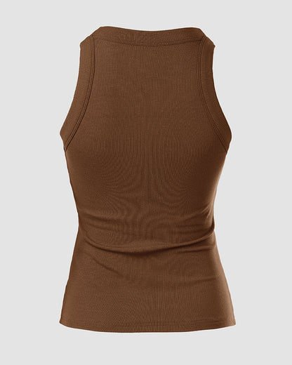 ChicMe Built-in Bra Ribbed Round Neck Tank Top