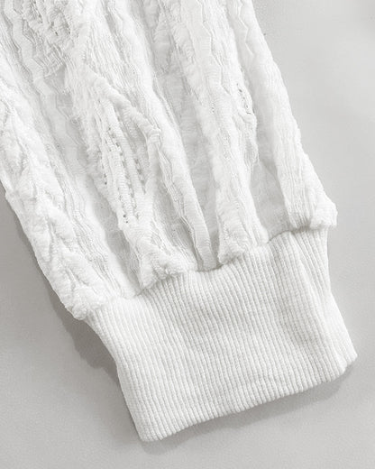 Jacquard & Diamond Pattern Design Hollow-out Lightweight Baseball Coat Casual Zip Up Bomber Jacket