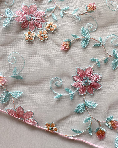 Floral Embroidery Lace V-Neck Spaghetti Strap Bowknot Sheer Mesh Cami Sleep Dress Romantic Nightgown