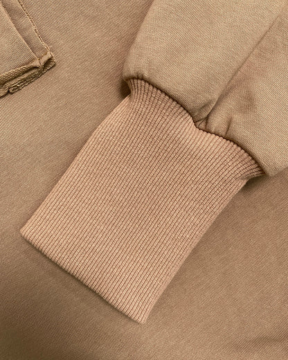 Polo Collar Long Sleeve Sweatshirt Loose Fit Side Slit Dip Hem Casual Top