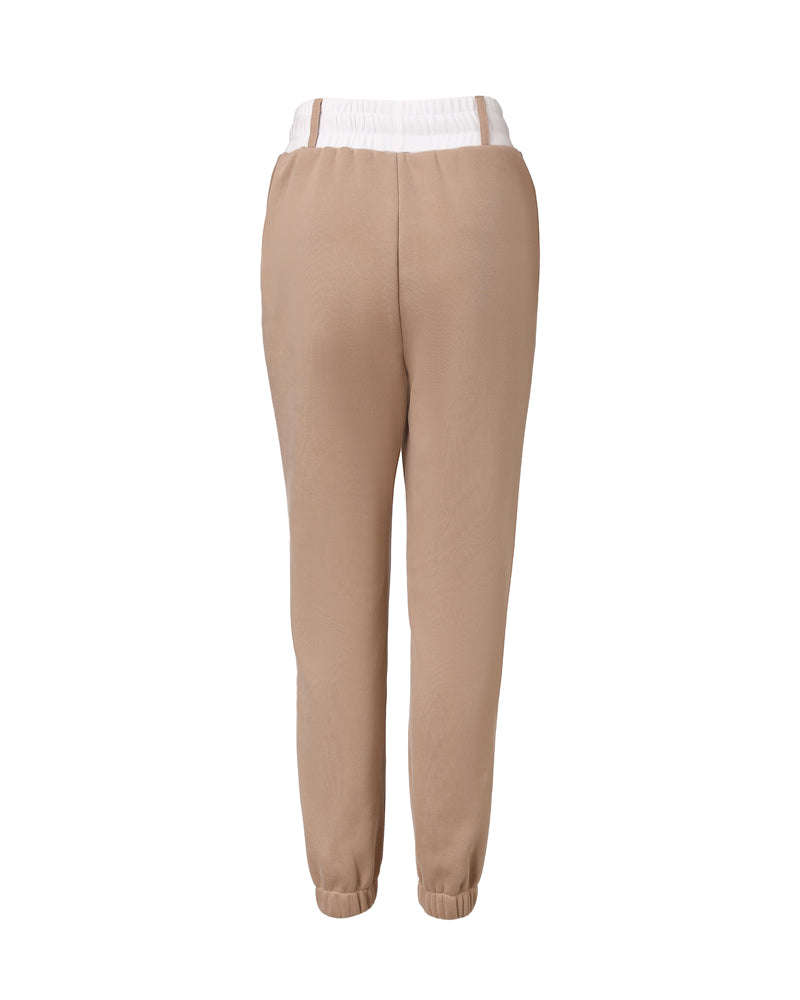 Stretchy Waist Pocket Design Cuffed Sweatpants