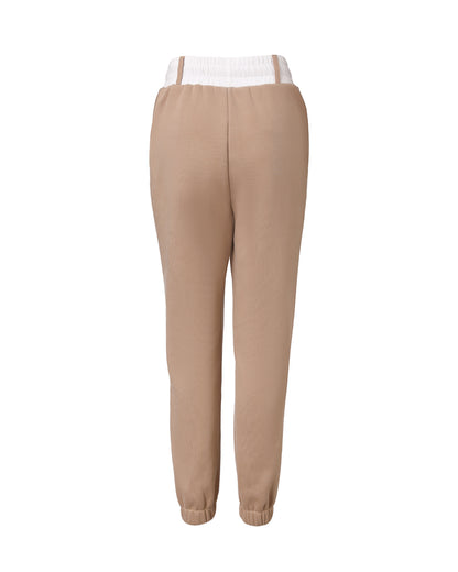 Stretchy Waist Pocket Design Cuffed Sweatpants