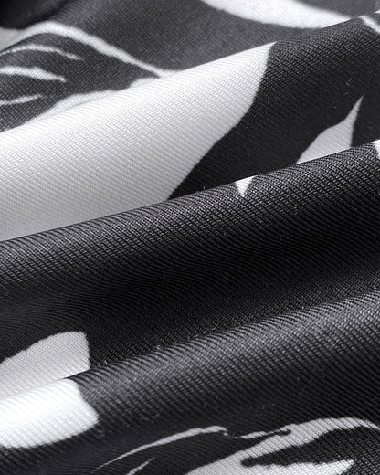 Colorblock Floral Print Spliced Deep V Neck Puff Sleeve Slim Fit Overalls Elegant Ruched Zipper Back Jumpsuit