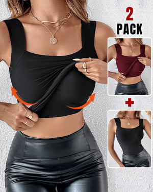 Chicme Contourx 2 pièces col en U Shapewear soutien-gorge intégré débardeur haute extensible sans manches coupe ajustée hauts Camisole