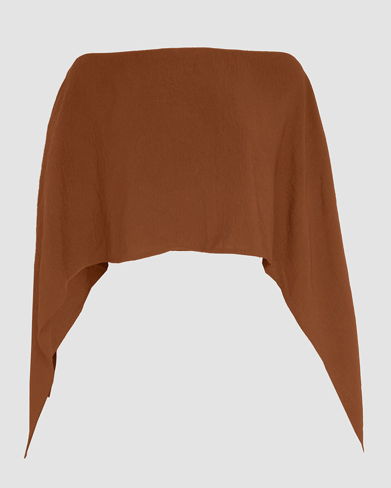 Solid Color Off Shoulder Split Sleeve Versatile Crop Blouse with Elastic Hem Bandeau Top