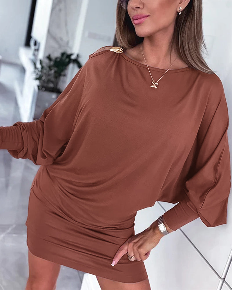 Women's Hollow-out Gigot Sleeve Mini Dress Ruched Bodycon Casual Dress