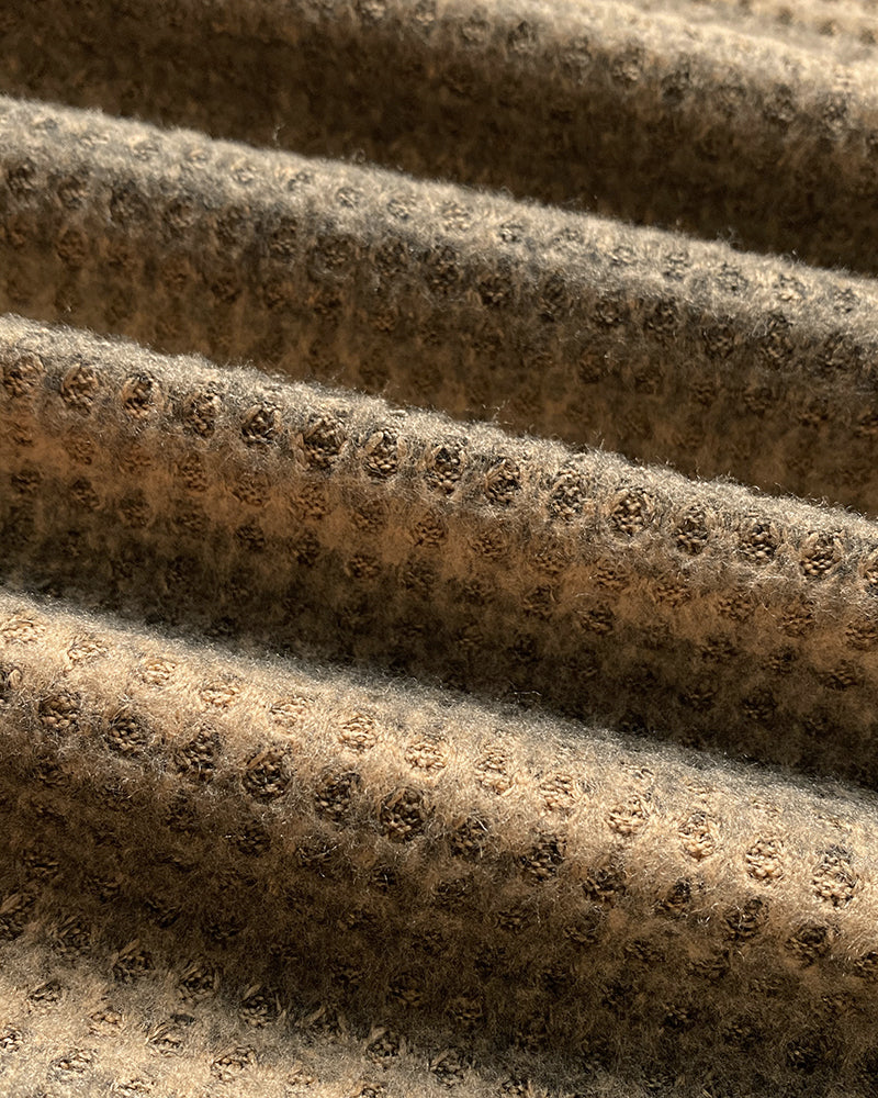 Striped Pattern Skew Neck Button Decor Sweater Casual Drop Shoulder Waffle Knit Top