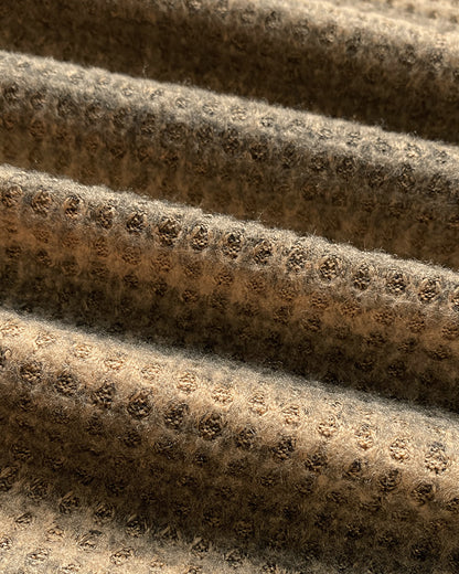 Striped Pattern Skew Neck Button Decor Sweater Casual Drop Shoulder Waffle Knit Top