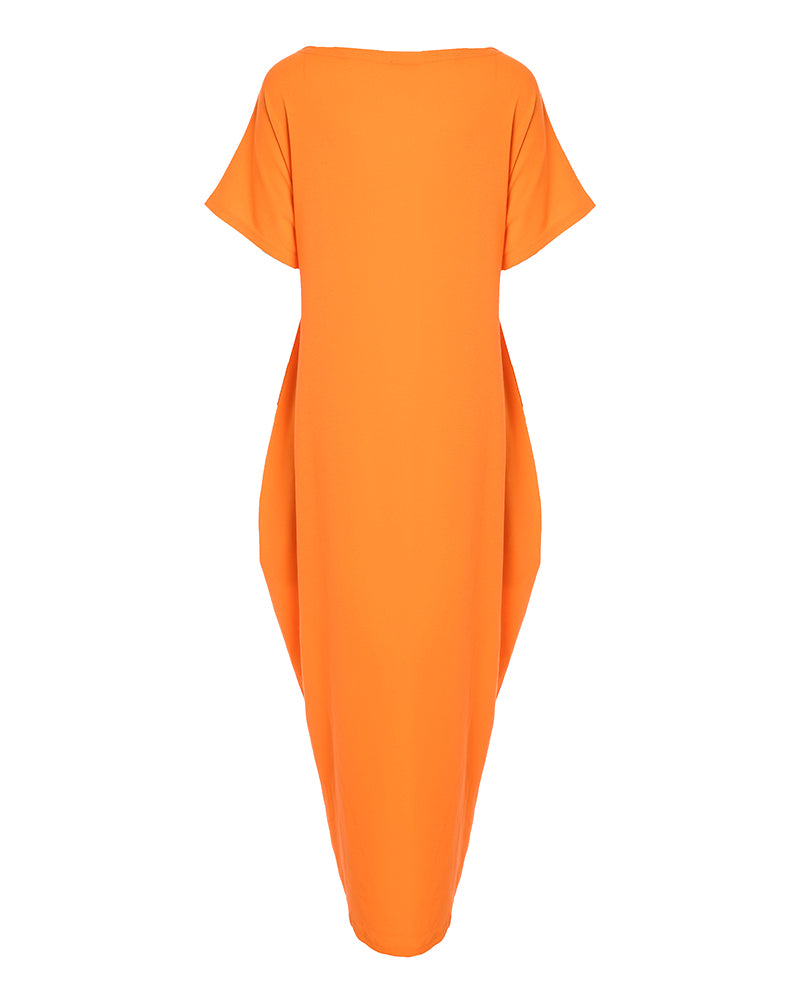 Letter Print Short Sleeve Maxi Dress