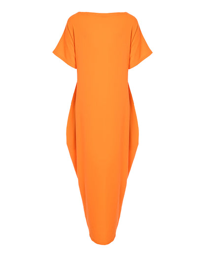 Letter Print Short Sleeve Maxi Dress