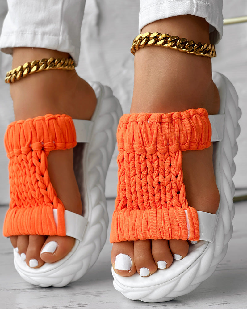 Braided Cutout Round Toe Casual Slippers
