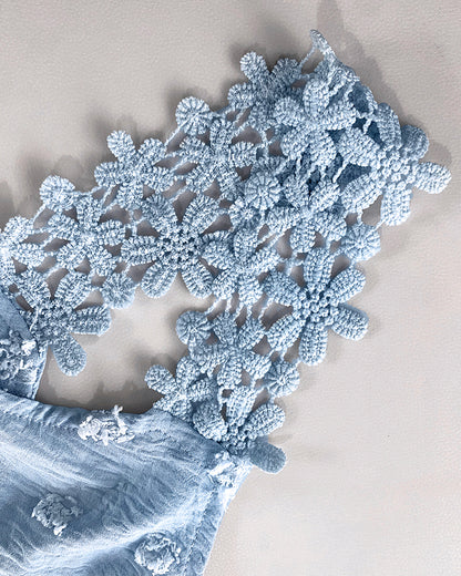 Jacquard Polka Dot Webbing Patch Criss Cross Tank Casual Loose Fit Sleeveless Top